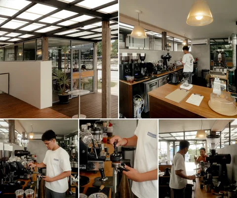 ภาพรวม 5 ภาพแรกจากโพสต์รีวิว Issara Coffee Space